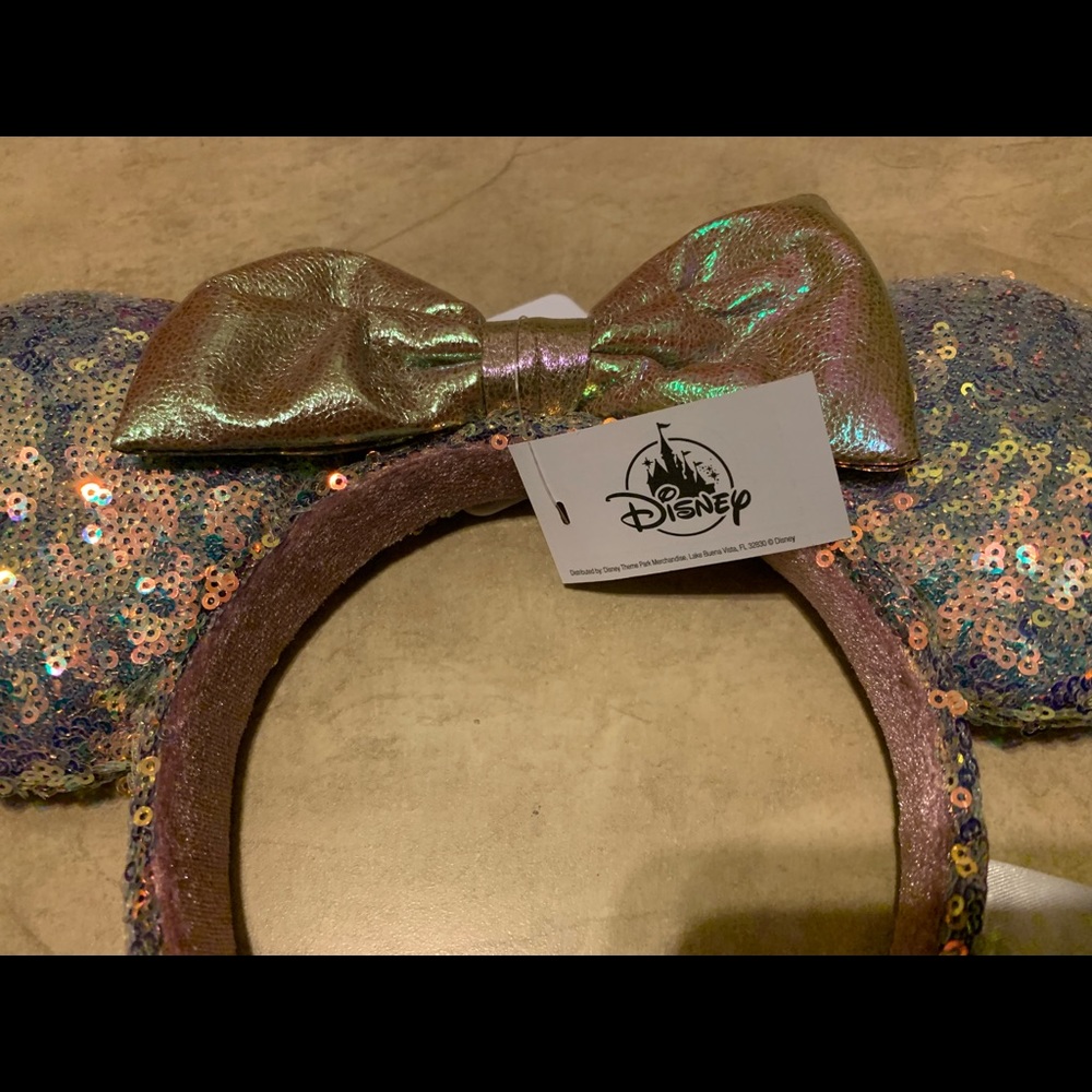 Disney Parks Minnie Mouse Ears Headband Pink and Purple Earidescent NEW w/ Tag - Picture 3 of 3